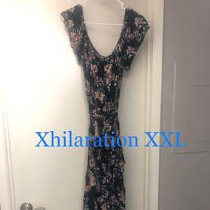 Black floral shoulder summer dress